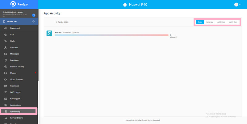 app activities on Huawei P40