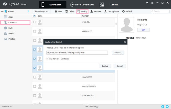 manage contacts, messages and call logs from PC
