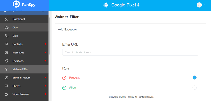 customize site access on Chrome with panspy