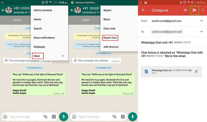 hack whatsApp messages with chat export