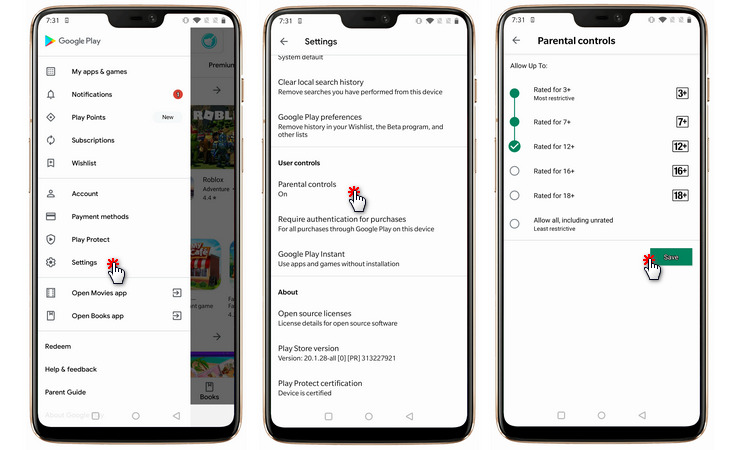 filter google play content