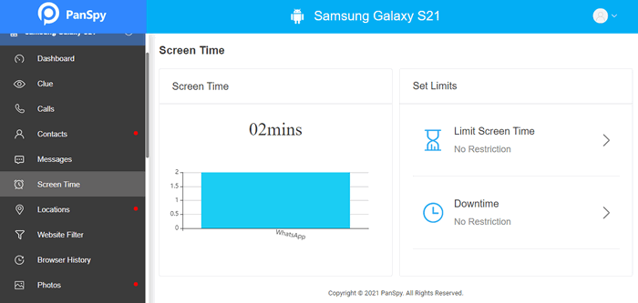 limit screen time on Samsung Galaxy S21