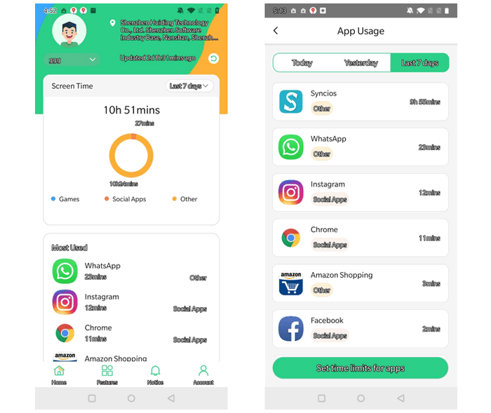 limit screen time on social apps