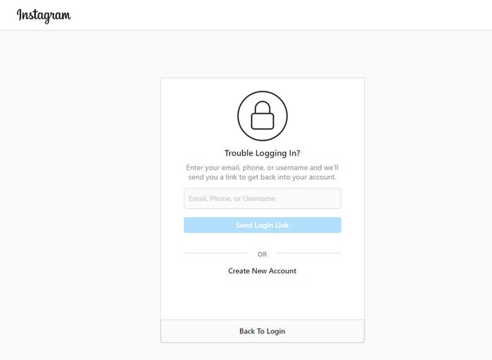 Reset instagram password