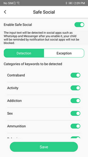 set parental control on kid's WhatsApp