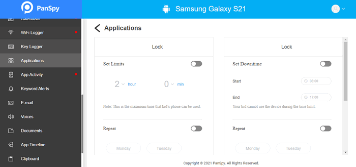 set app time limits on Samsung Galaxy S21