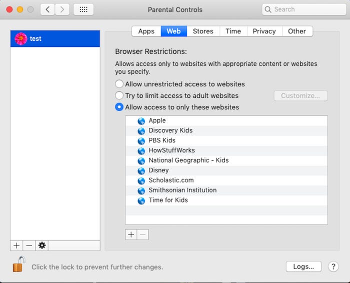 limit websites on Mac