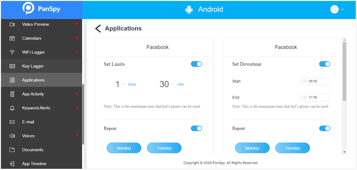 set time limits for apps